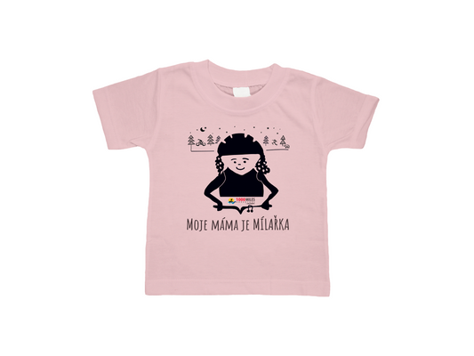 Dětské tričko RŮŽOVÉ POSTAVIČKA - Nápis: Můj táta je mílař