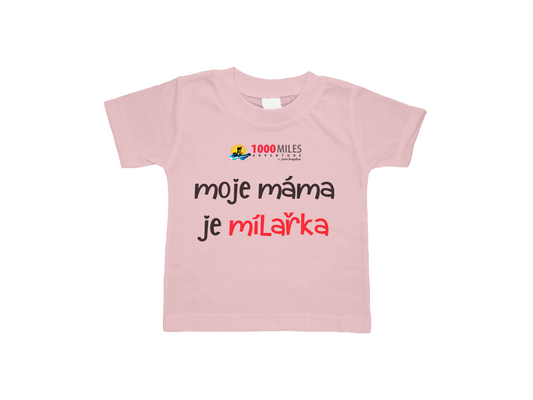 Dětské tričko RŮŽOVÉ - NÁPIS: MŮJ TÁTA JE MÍLAŘ